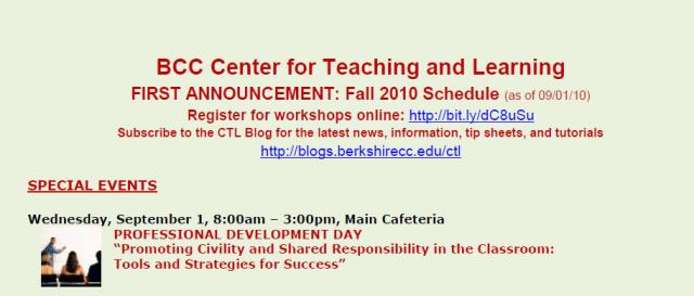 CTL Fall Schedule